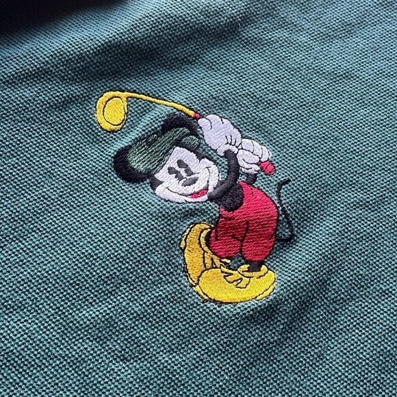 Vintage Green Mickey Mouse Golf Polo, Disney Polo, Men's Large Polo, Cotton Polo - Picture 2 of 7